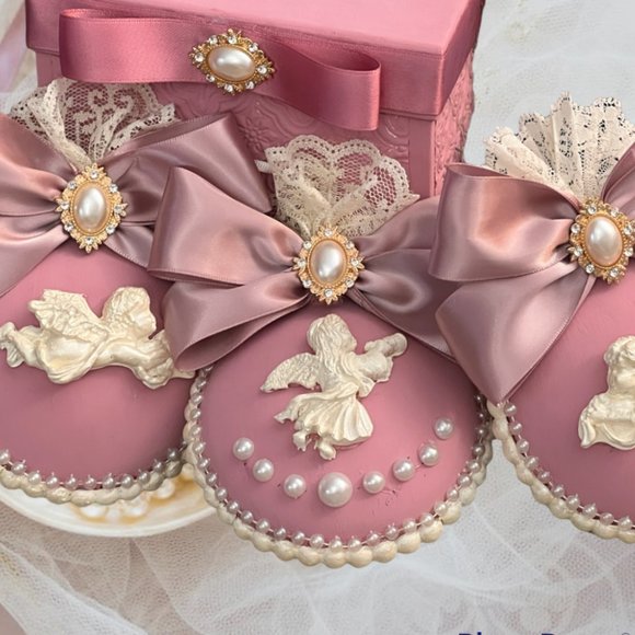 Shabby Chic Christmas Tree Ornament Set 3, X-Mas Tree decorations, Victorian - Picture 15 of 16